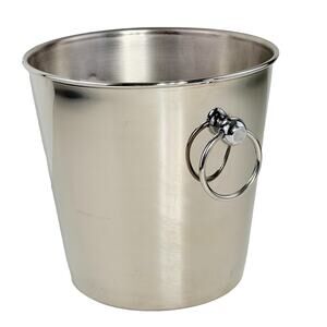 Williams Sonoma Silver Ice Bucket w Handles 8" Stainless Steel 18/10 Italy EUC